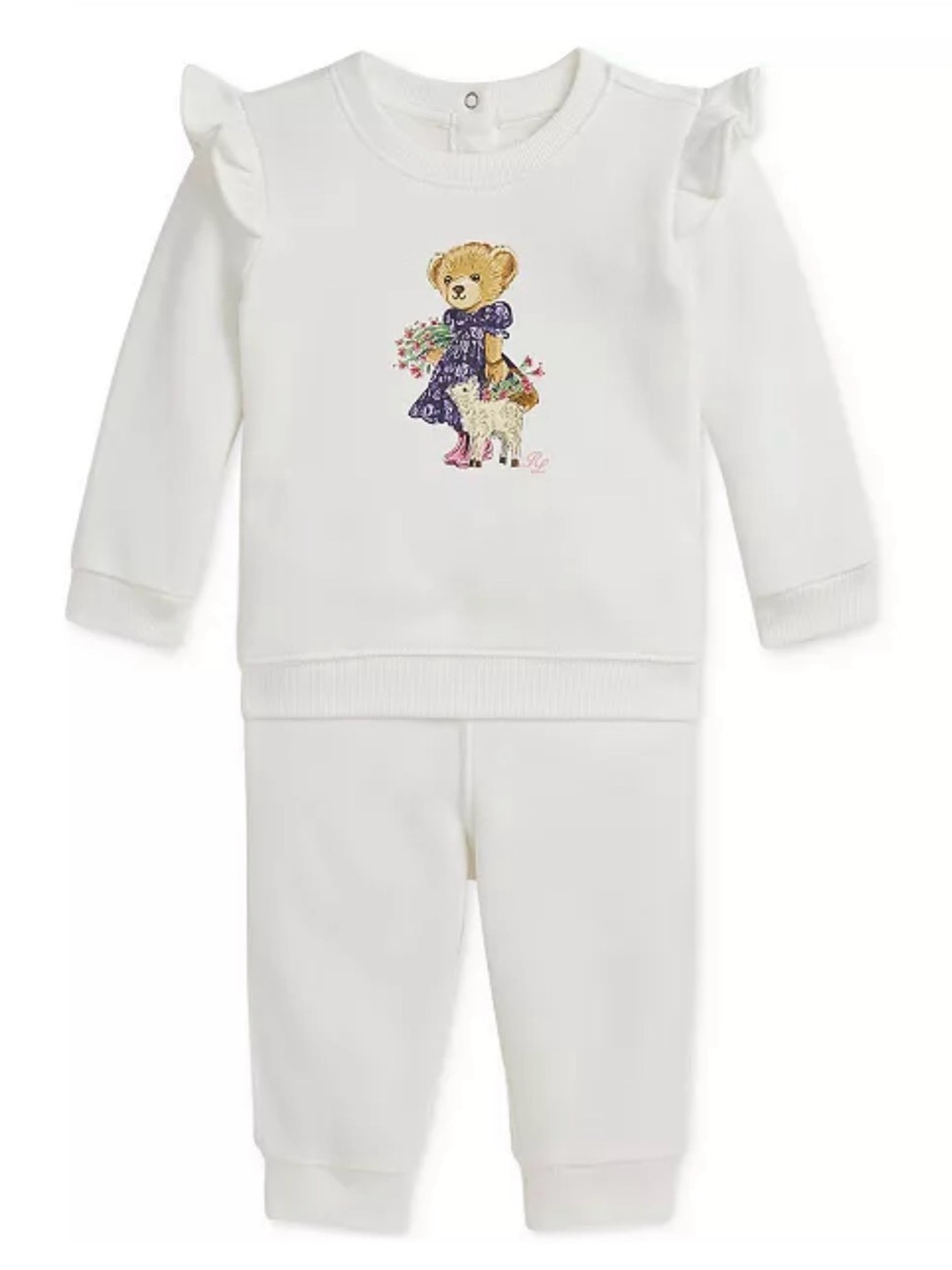 Polo Ralph Lauren Baby Girl Fleece Polo Bear Sweatshirt and Pants Set